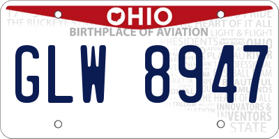 OH license plate GLW8947
