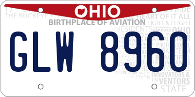 OH license plate GLW8960