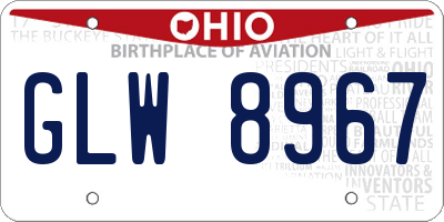 OH license plate GLW8967