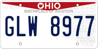 OH license plate GLW8977
