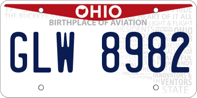 OH license plate GLW8982