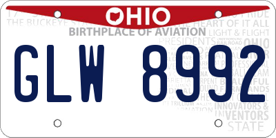 OH license plate GLW8992