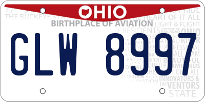 OH license plate GLW8997