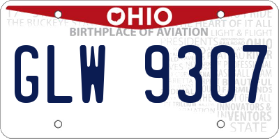 OH license plate GLW9307