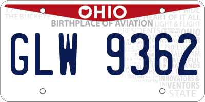 OH license plate GLW9362