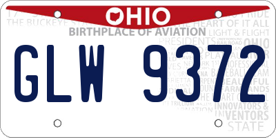 OH license plate GLW9372