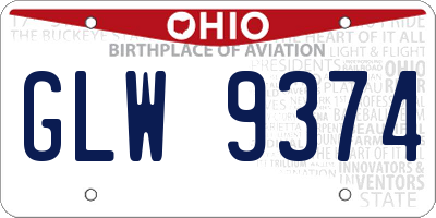OH license plate GLW9374