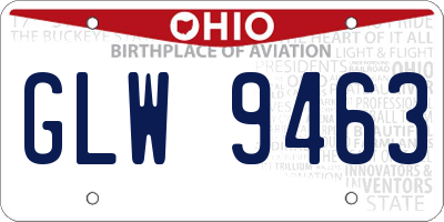OH license plate GLW9463