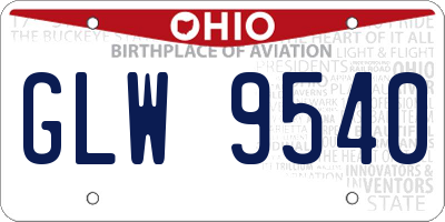 OH license plate GLW9540
