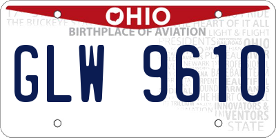 OH license plate GLW9610