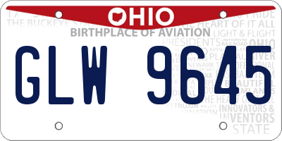 OH license plate GLW9645
