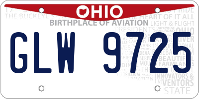 OH license plate GLW9725