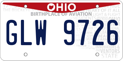 OH license plate GLW9726
