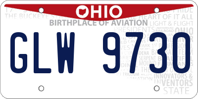 OH license plate GLW9730