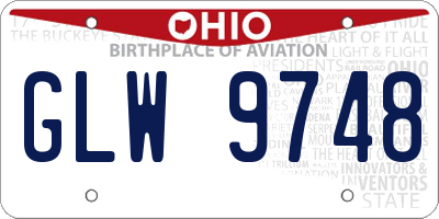 OH license plate GLW9748