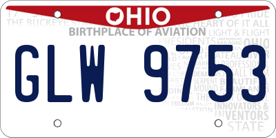 OH license plate GLW9753