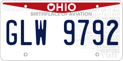 OH license plate GLW9792