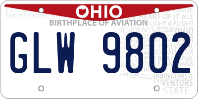 OH license plate GLW9802