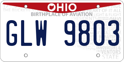 OH license plate GLW9803