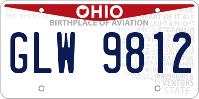 OH license plate GLW9812