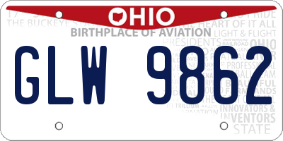 OH license plate GLW9862