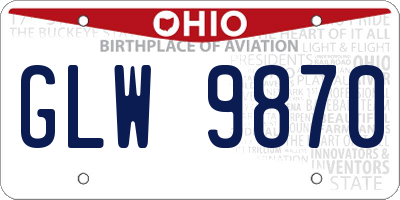 OH license plate GLW9870