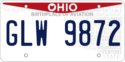 OH license plate GLW9872