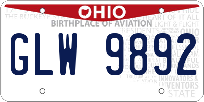 OH license plate GLW9892