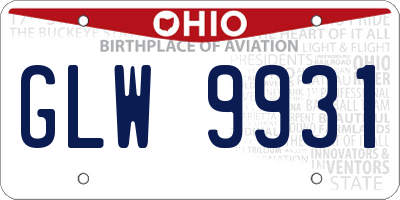 OH license plate GLW9931
