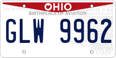 OH license plate GLW9962
