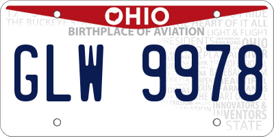 OH license plate GLW9978