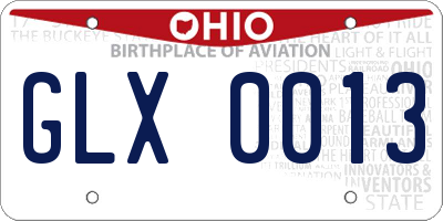OH license plate GLX0013