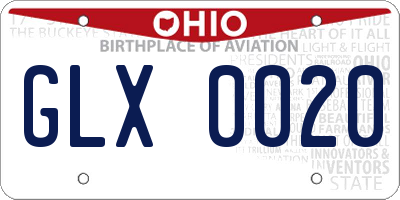 OH license plate GLX0020