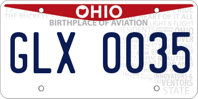 OH license plate GLX0035