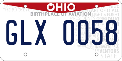 OH license plate GLX0058