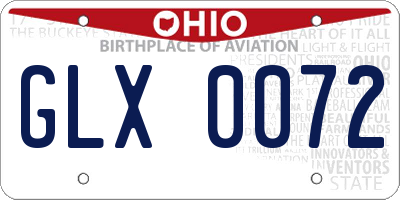 OH license plate GLX0072