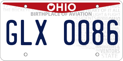OH license plate GLX0086