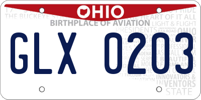 OH license plate GLX0203