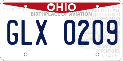 OH license plate GLX0209
