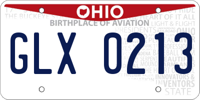 OH license plate GLX0213