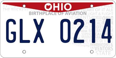 OH license plate GLX0214