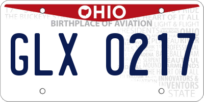 OH license plate GLX0217