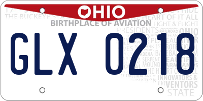 OH license plate GLX0218