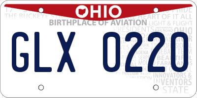 OH license plate GLX0220
