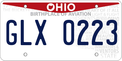 OH license plate GLX0223