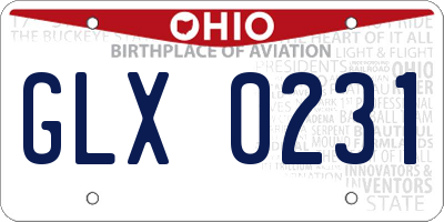 OH license plate GLX0231