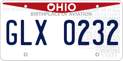 OH license plate GLX0232