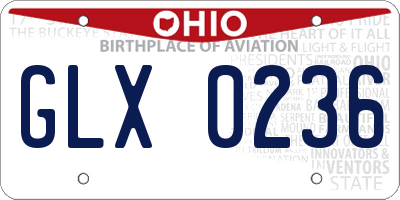 OH license plate GLX0236