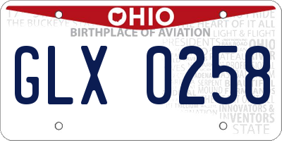 OH license plate GLX0258