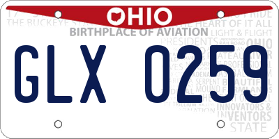 OH license plate GLX0259